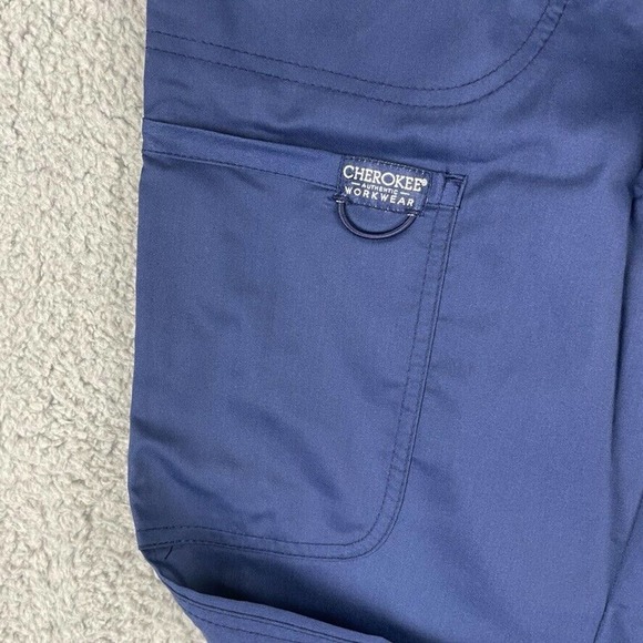 Cherokee Workwear Women's Small Navy Tapered Leg Drawstring Tall Scrubs Pants - Picture 4 of 16